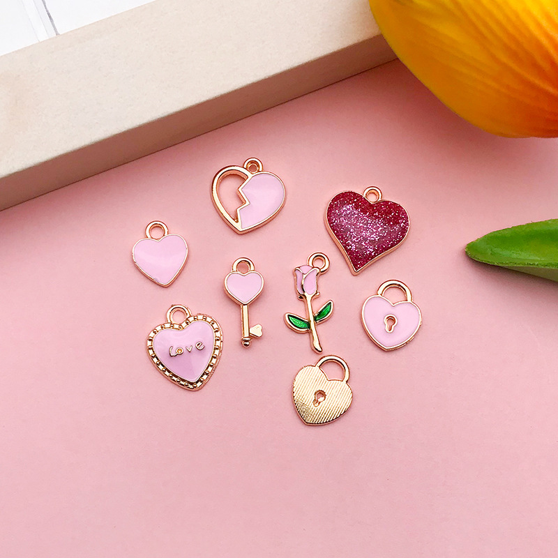 Colgante de corazón con gota de aceite, accesorios de joyería DIY