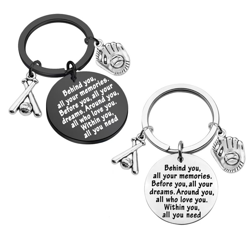 Amazon Hot Selling Baseball Stainless Steel Keychain Softball Baseball Player Gift Sports Gift Wholesale