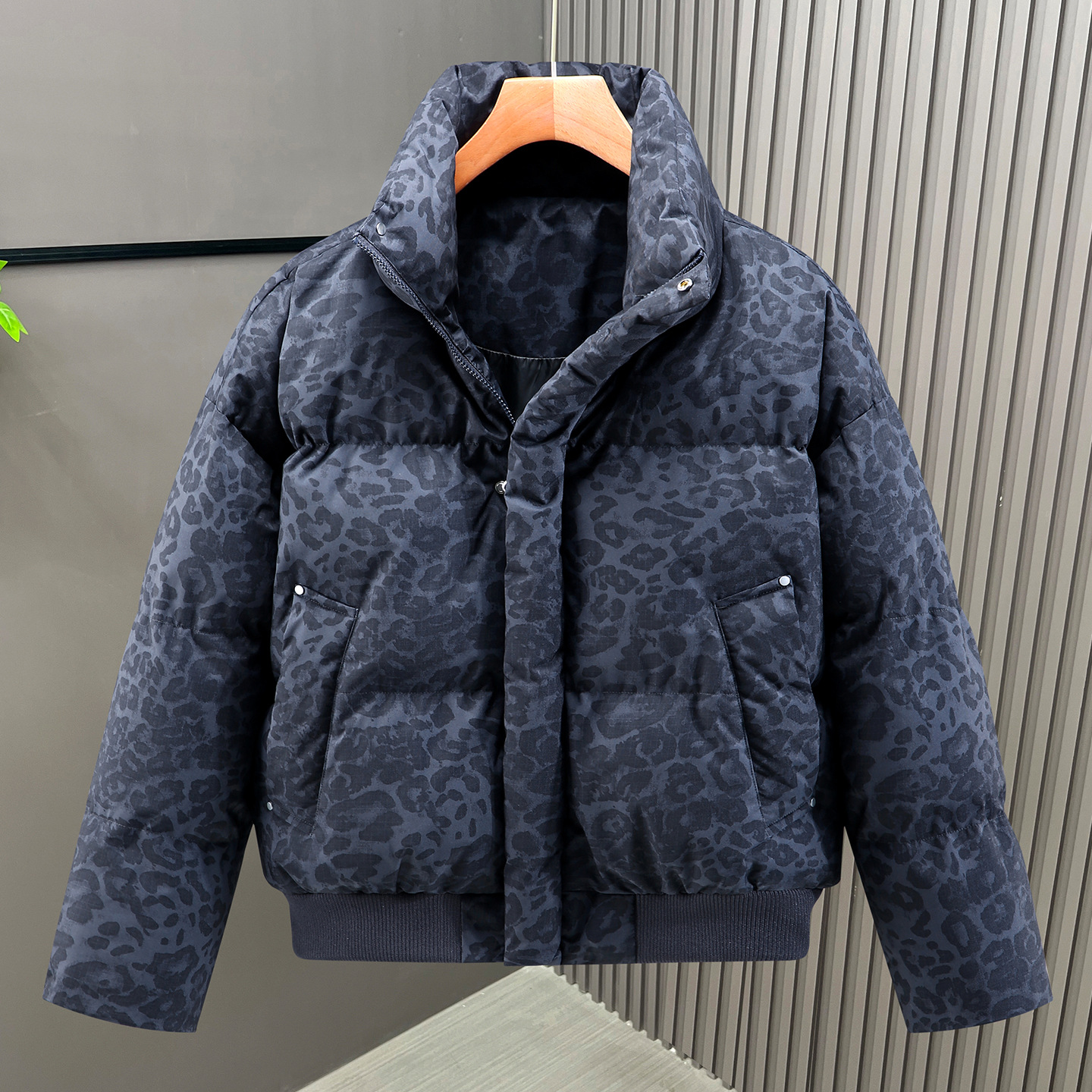 美式复古短款棉服男款冬季豹纹美拉德穿搭立领外套潮牌高级感clea