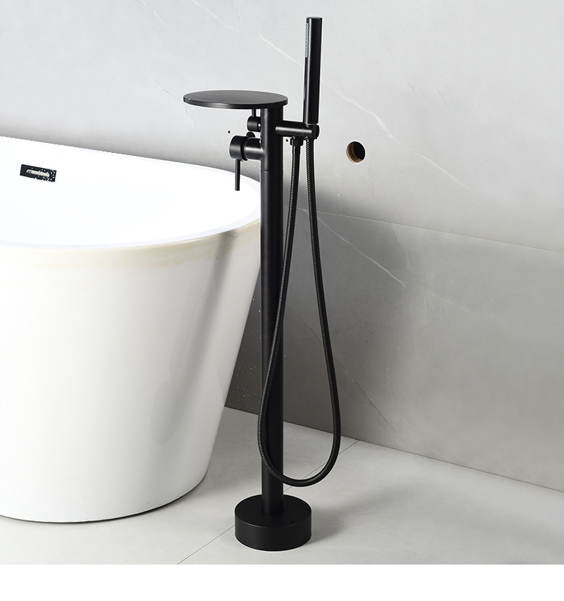The factory supplies water-plated grey floor-standing waterfall bathtub faucets with high-flow cold and hot dual-control shower heads undefined