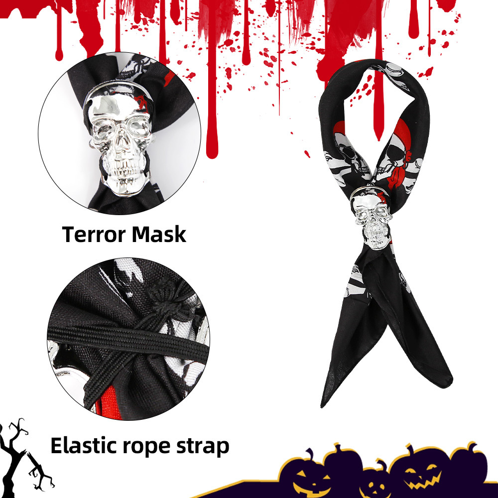 Pañuelo de Halloween de Amazon para niños y adultos, decoración para fiestas temáticas de fantasmas, corbata de poliéster, pajarita con calavera dorada.