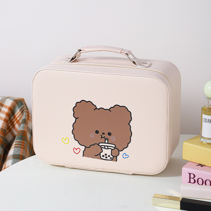 Red celebridad maquillaje maleta portátil cartón de dibujos animados maquillaje caja de maquillaje maquillaje al por mayor