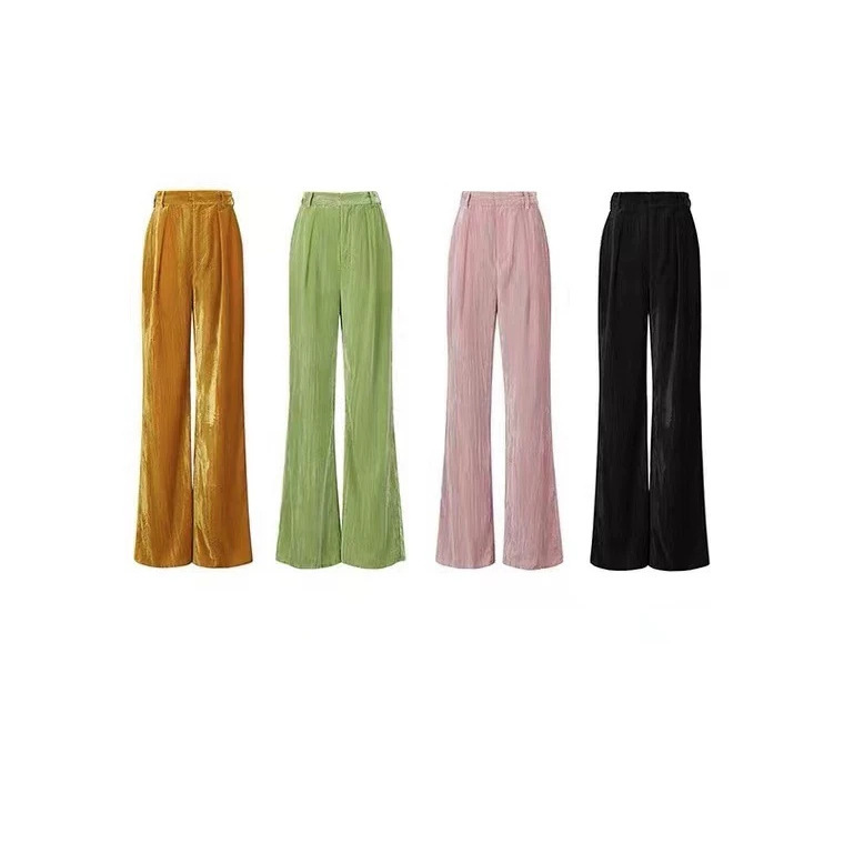Korean Chic Retro Flowing Design Velvet Corduroy Wide-Leg Pants for Women in Multiple Colors Korean Chic Retro Flowing Design Velvet Corduroy Wide-Leg Pants for Women in Multiple Colors