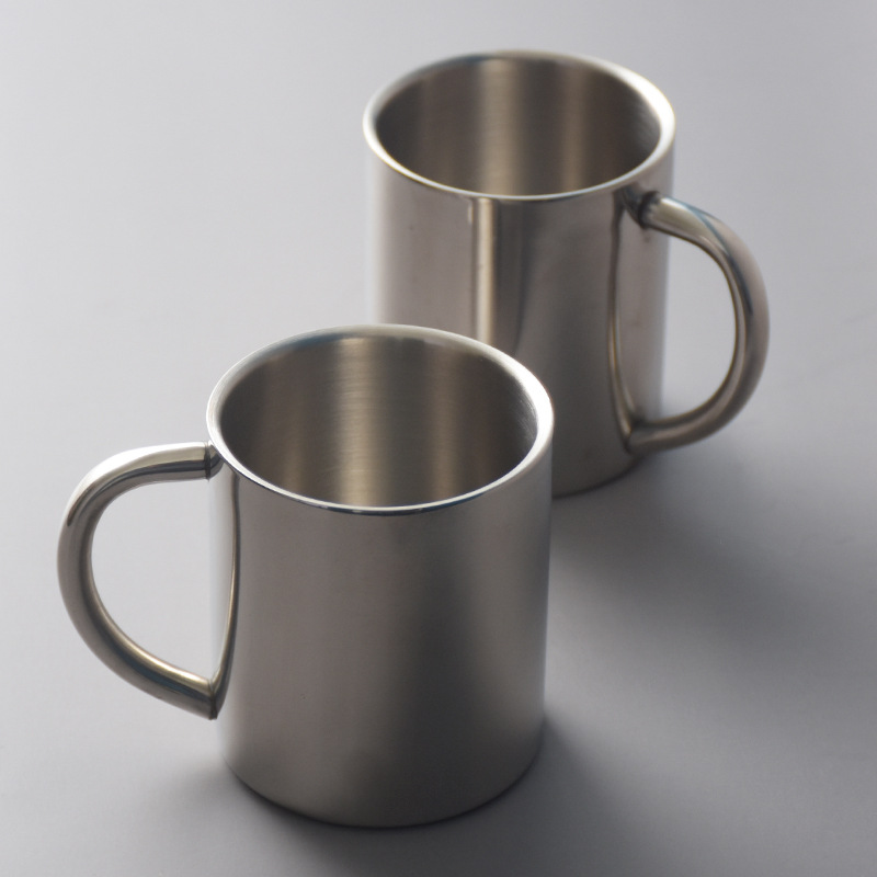 家用儿童水杯防摔创意不锈钢咖啡杯子双层防烫办公室喝水杯子