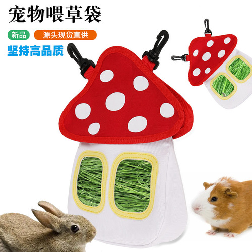 Cross-border new product small pet feeding bag cute rabbit feeding straw bag high quality chinchilla hamster hay feeder