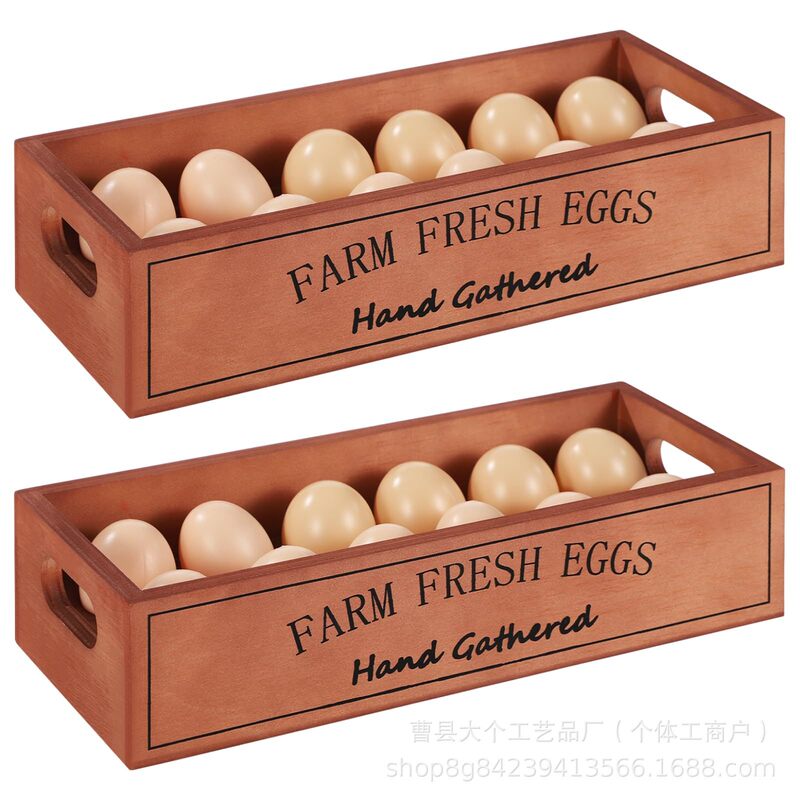 Wooden Egg Compartment Storage Box Farm Fresh Egg Basket with Handle Stackable Egg Storage Box Egg Box