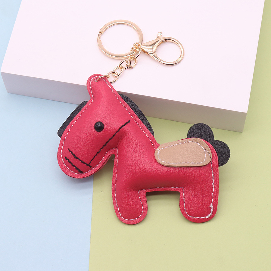 Colgante de pony de cuero de imitación de moda, bolso de todo fósforo de cuero de cuero, bolso de llave de coche de moda lindo, colgante de bolsa
