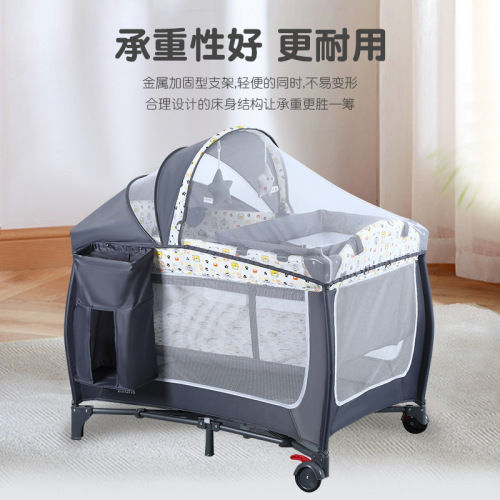 Cross-border supply source foldable mobile baby crib convenient baby bed multi-functional crib bedside bed factory wholesale