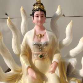 九尾娘娘神像 汉白玉彩绘九姑娘佛像 青丘女神妲己真身像图片