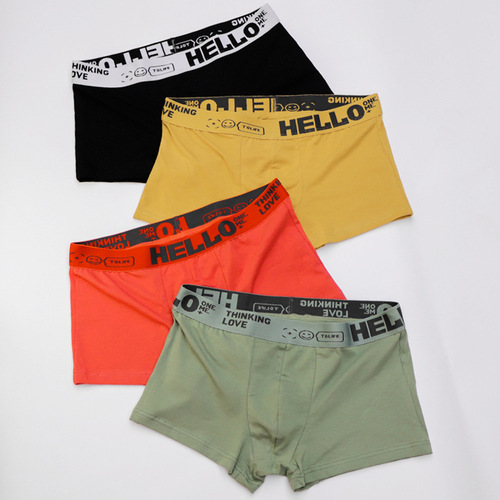 Solid color cotton boxer briefs men's boxer briefs wholesale mid-waist trendy men's underwear boxer briefs dropshipping