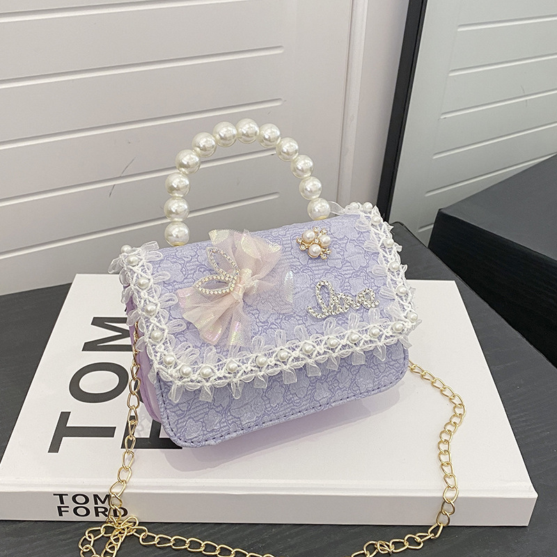 Nuevo tipo de bolso para niños, moda perla portátil, bolso de hombro de la princesa Aisha, estilo extranjero, bolso de hombro para niñas lindas