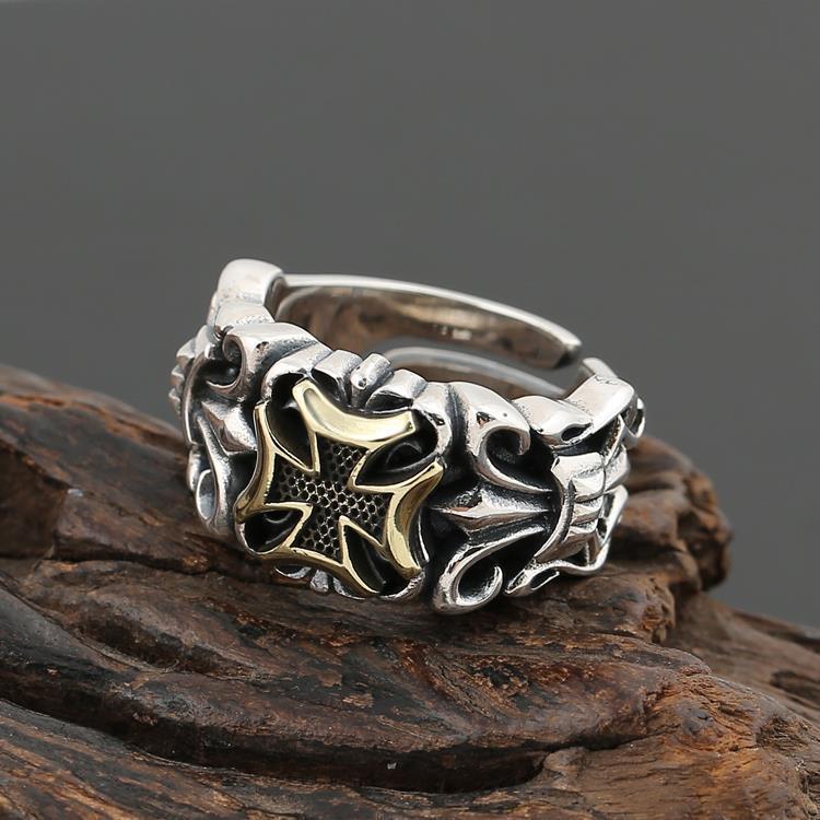 Retro Punk Cross Eagle Dragon Alloy Plating Men's Open Ring display picture 4