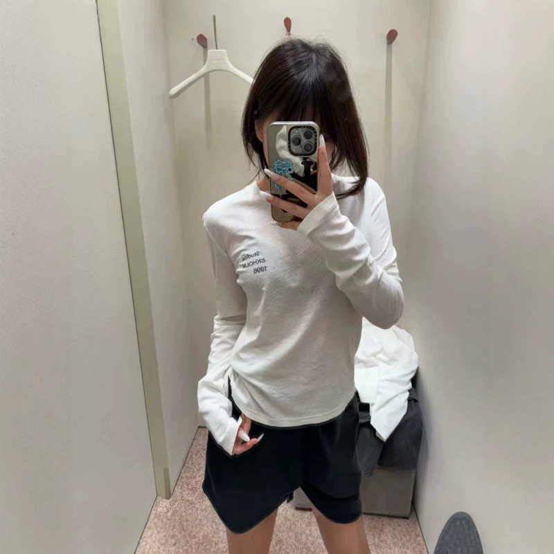 High-end AC Home 26FW 1996 small logo print fitted long-sleeve and short-sleeve T-shirt, popular classic round neck design