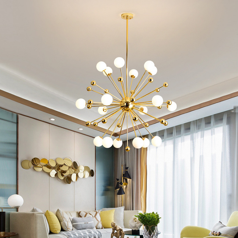 Postmodern Dandelion Golden Glass Simple Creative Living Room Bedroom Restaurant Store Home Engineering Hotel Chandelier