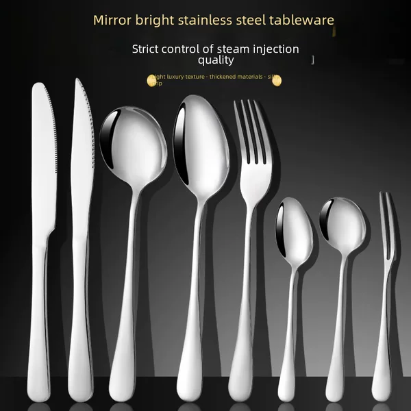 Stainless Steel Knife and Fork Spoon Thickened Western Steak Knife and Fork Hotel Household Spoon Fork Dessert Spoon 1010 Tableware