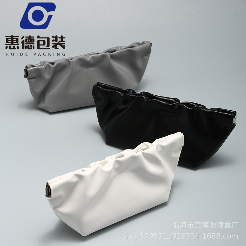 Factory wholesale GM new black leather spring cloud bag sunglasses storage bag large capacity glasses case