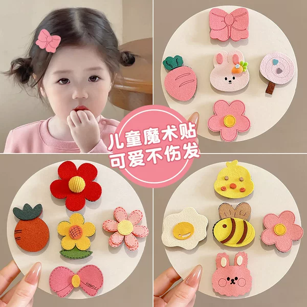 Dopamine-Colored Cartoon Bangs Stickers for Autumn and Winter, Cute Children's Hair Clips, Hair Tidying Tool, 2026 New Hair Accessories