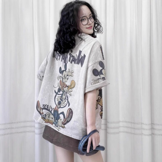 plus size Women's chubby girl Printed Short-sleeved T-shirt Summer New Loose Casual Pullover Fashionable Dressed Women's T-shirt