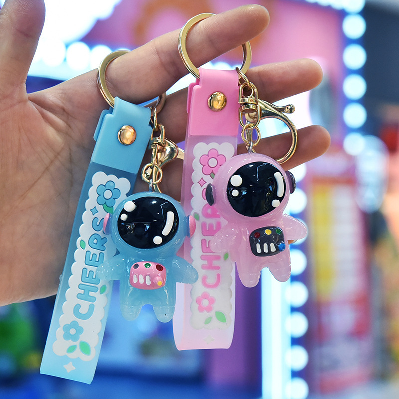 Luminous Acrylic Astronaut Keychain Creative Astronaut Key Pendant Couple Schoolbag Small Hanging Keychain
