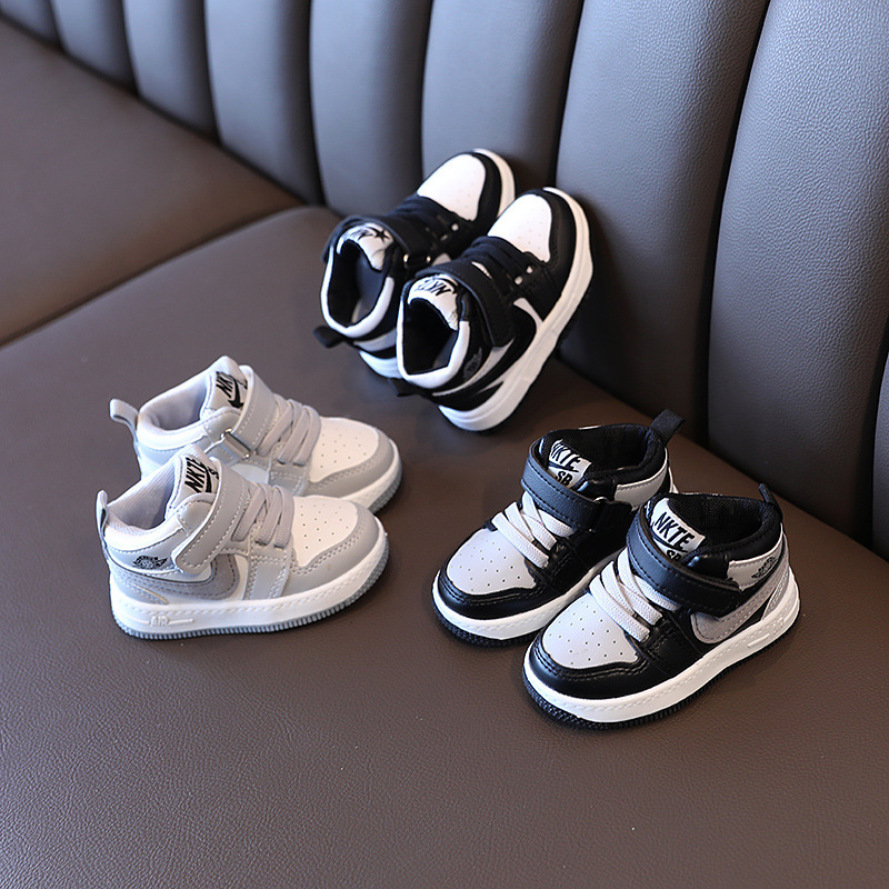 Boys' Mid-Top Sneakers 2022 Spring & Fall New Kidsren's Shadow Gray Flats Kidsren's Baby Sneakers Girls' Shoes
