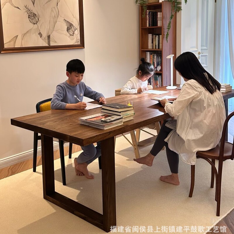 实木餐桌白蜡木茶桌北美黑胡桃木电脑办公桌长方形茶台家用茶几台|undefined