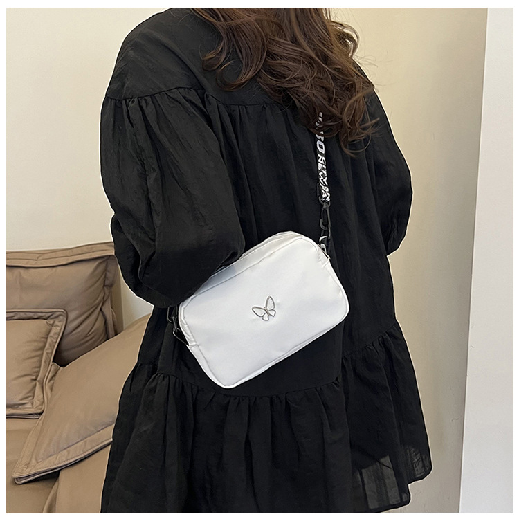 wholesale elegant butterfly simple small bag women's nylon cloth wide shoulder strap underarm bag casual shoulder solid color crossbody bag undefined
