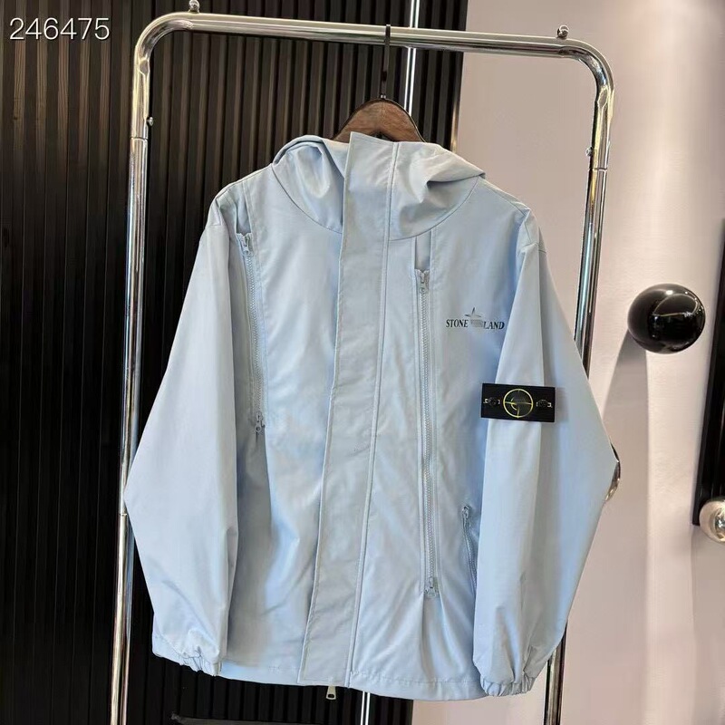 跨境现货STONE ISLAND石头岛新款冲锋衣外套防水男女软壳夹克连帽|undefined