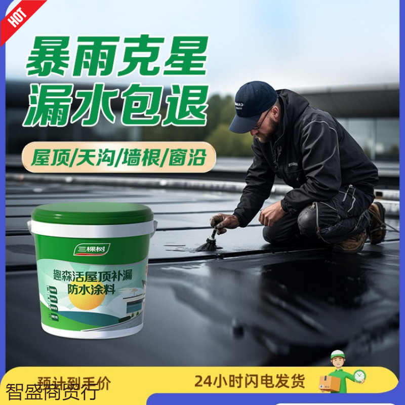 三棵树屋顶防水补漏材料房顶楼顶裂缝涂料漏水防漏胶外墙堵漏王