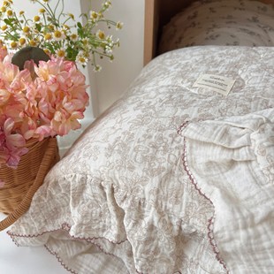 South Korea small floral double-layer yarn lace summer quilt soft class A princess style cotton gauze air conditioning quilt core washable