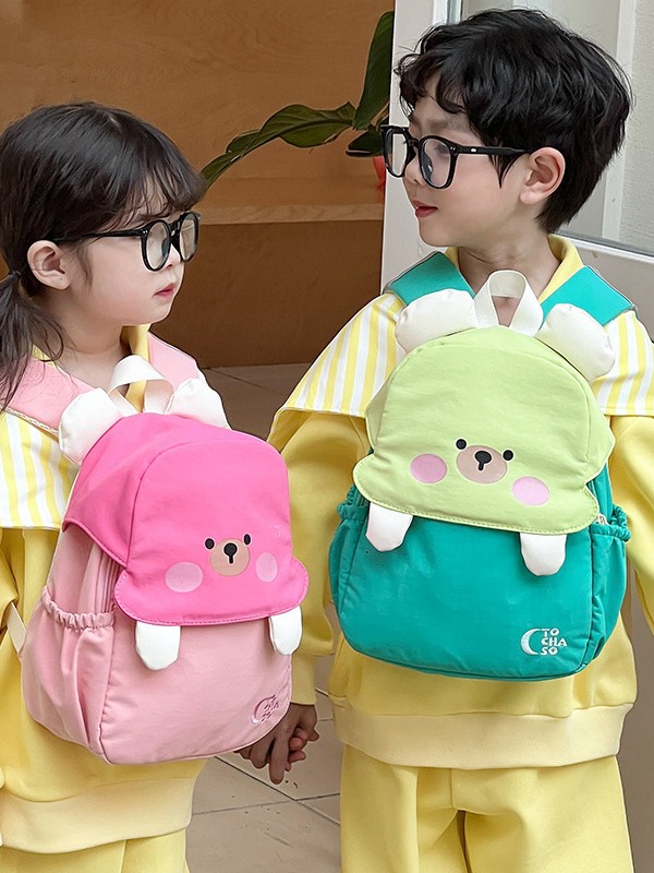 Cute Contrast Color Bear Kindergarten Baby's Schoolbag 3-6 Years Old Lightweight Children's Backpack for Boys and Girls Travel Backpack