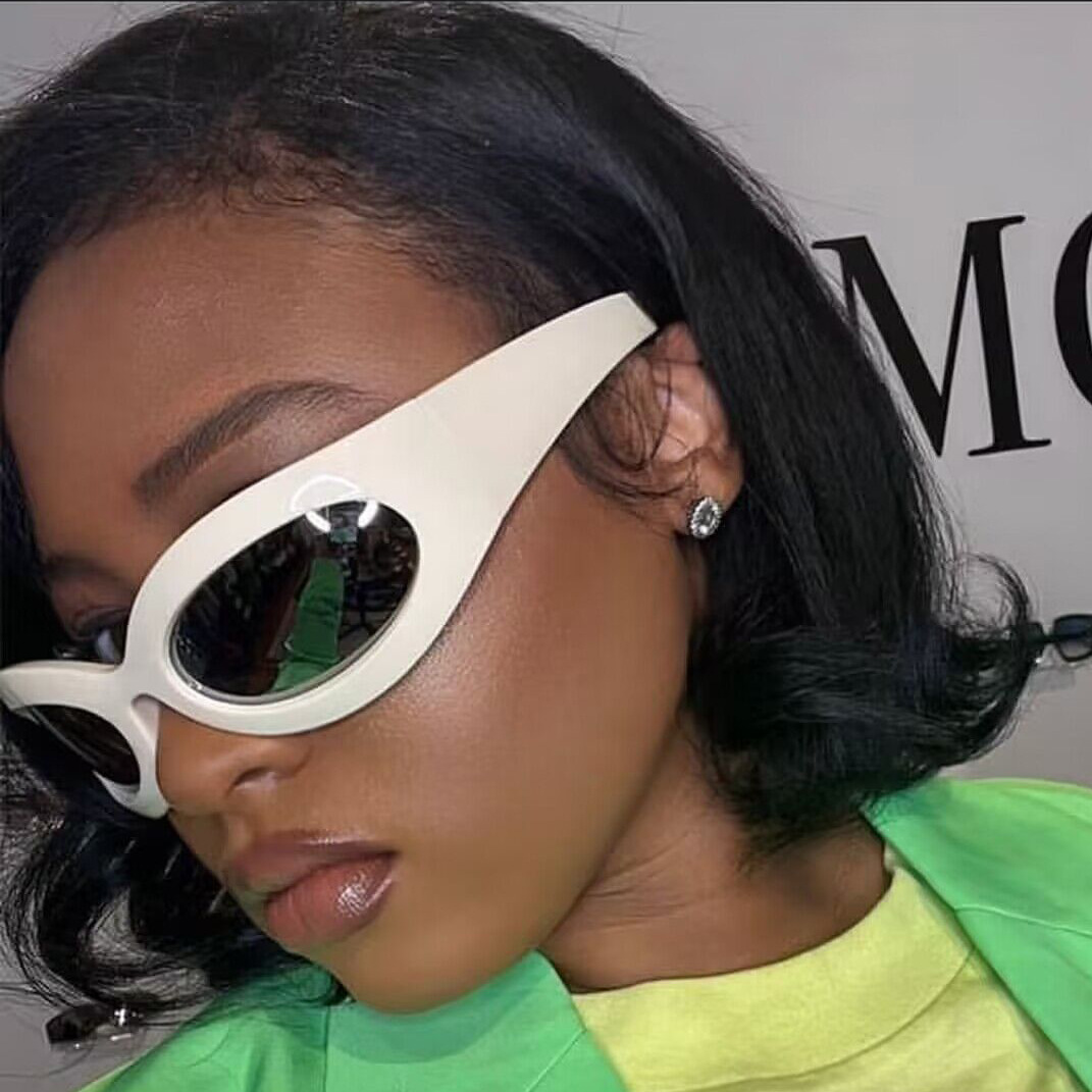 Ac, UV400 Protection Lens Material Y2K Punk Gradient Color Ac UV400 Protection Oval Frame Full Frame Women's Sunglasses