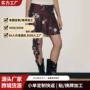 辣妹侧边印花多层半身裙