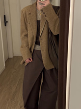 韩系西装呢子大衣女2025新款毛呢外套短款小个子赫本风高级感气质