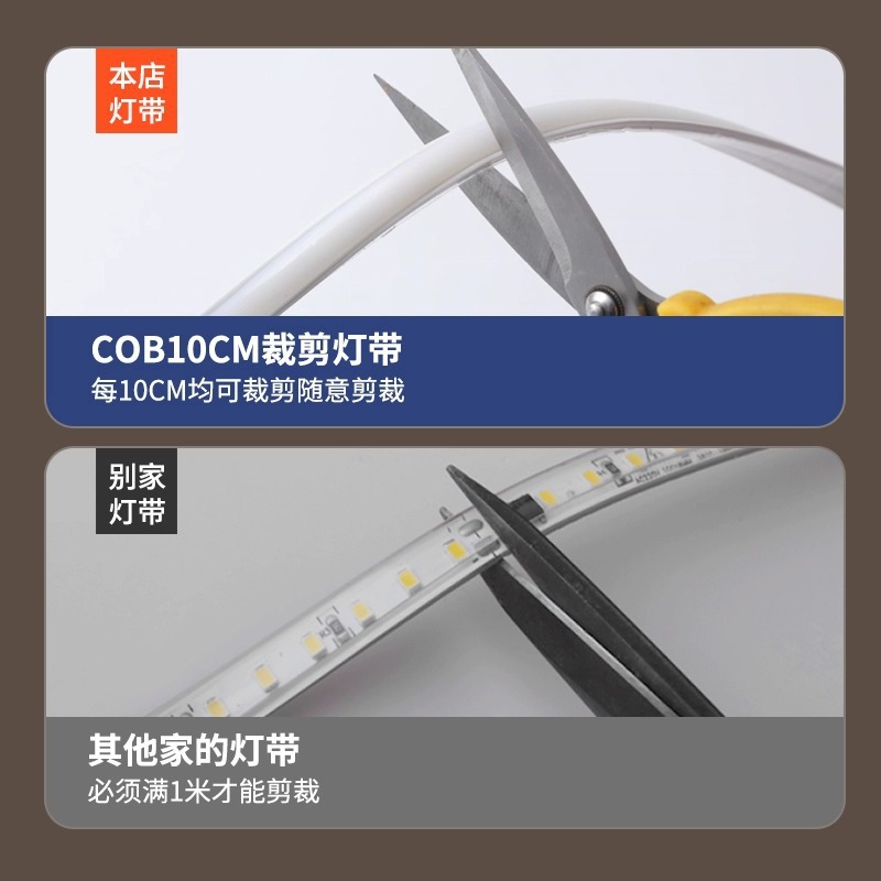 家用燈帶led燈帶條自粘超亮cob三色戶外防水背景客廳吊頂220v條燈