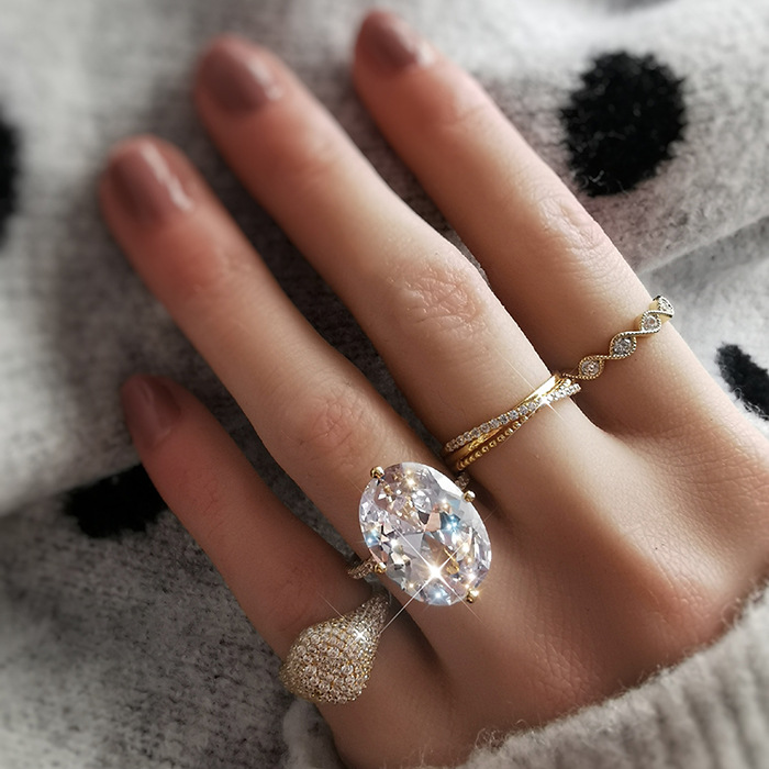 10g Weight Zircon Inlay Material Rings Classification 1 Piece Quantity Holiday, Tea Party Occasion 925 Sterling Silver Material Solid Color Pattern Women'S Gender Plating, Inlay Design Glam Style 925 Sterling Silver Zircon Solid Color Rings 5