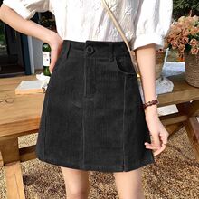 秋冬2025新款灯芯绒半身裙女小众高腰显瘦修身包臀A字短裙防走光