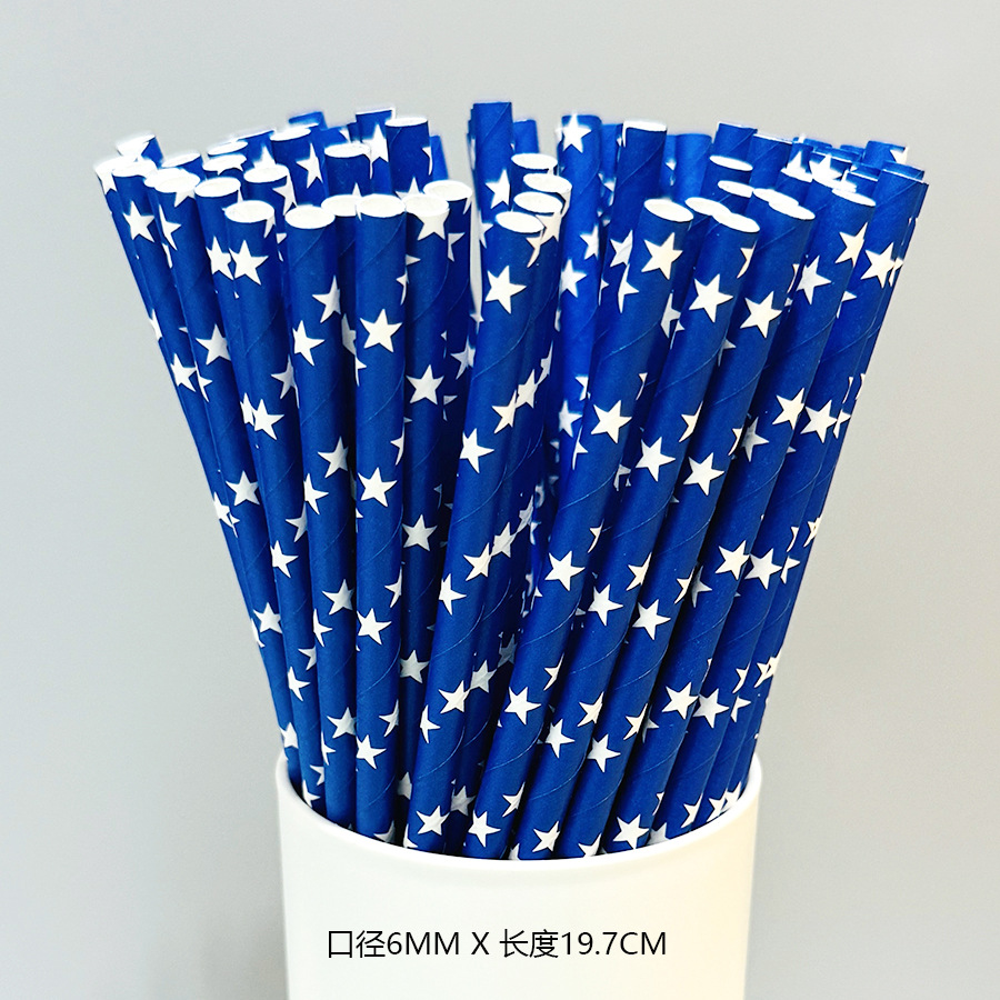 Gran cantidad en stock al por mayor paja de papel desechable paja de papel degradable paja azul serie