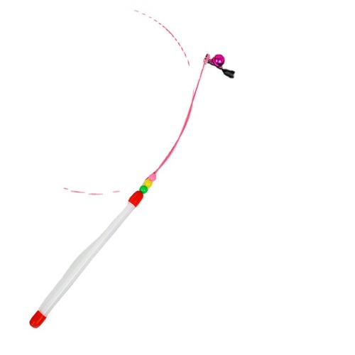 Cat Toy Steel Wire Chicken Feather Cat Funny Stick Cat Interactive Funny Cat Rod Fishing Rod Style Colorful Feather Stick Cat Toy