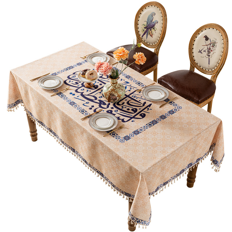 Mantel de estilo exótico exclusivo transfronterizo, mantel de comedor rectangular de alta gama, toalla de mesa de centro impermeable y antideslizante para el hogar