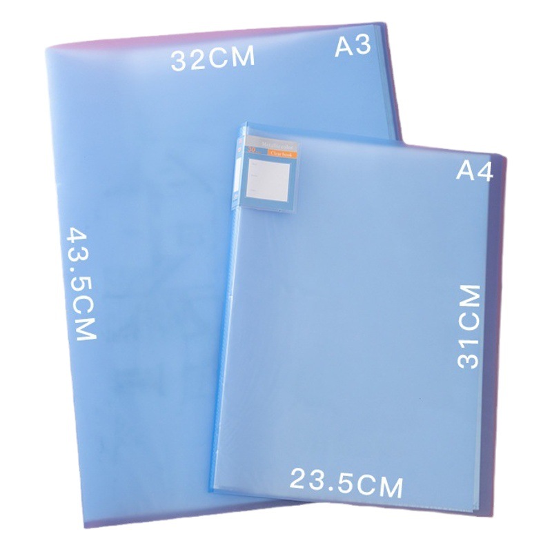 Thickened smooth A3 data book transparent insert picture book bag 8 open folder insert drawing book poster storage