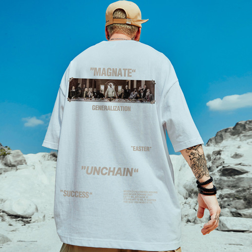 T03 Polyester Printed Short Sleeve T-Shirt M-8XL European and American Trend Oversize Men Loose Couple Half Cross-border