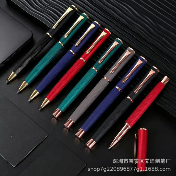 New metal pen set in stock, suitable for business and office use, including ballpoint pens, gel pens, and water-based pens, with laser logo customization
