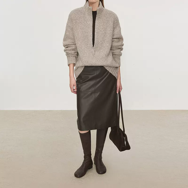 CHIC时装发布大秀款/牦牛绒半拉链POLO毛衣2025冬季新款上衣