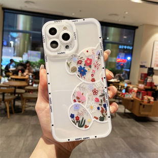 Fashion brand couple violent bear suitable for iPhone14Pro mobile phone shell transparent TPU fine hole Angel eye Apple 11XR soft