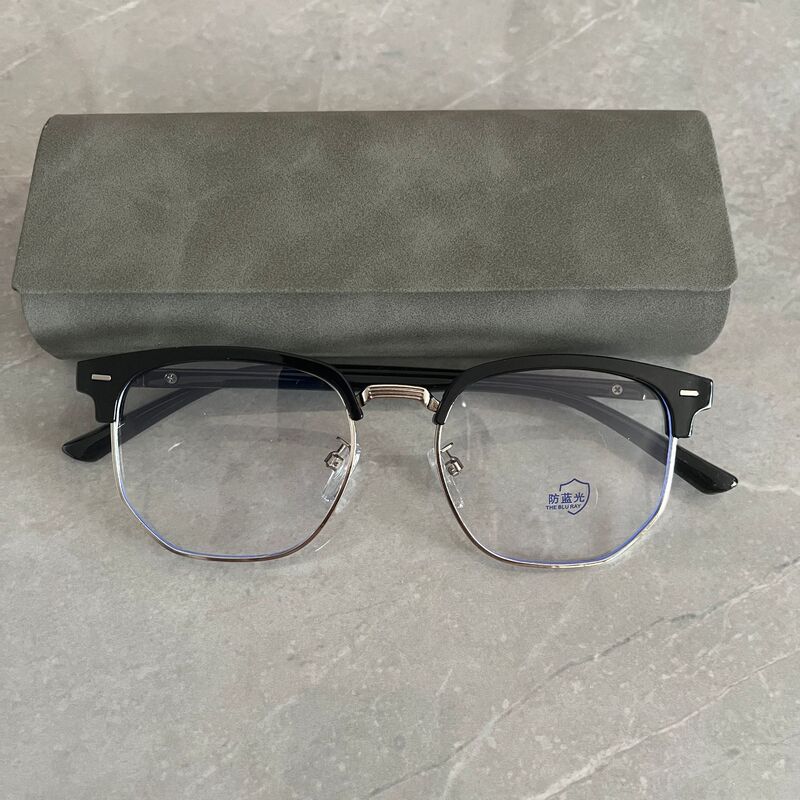 A08 High-Value Half-Frame Glasses with Box, Myopia Glasses, Anti-Blue Glasses, Optical Myopia Glasses, Science and Engineering Men's Glasses