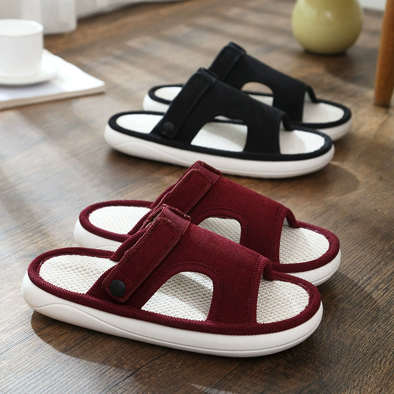 Мужские льняные тапочки дамы летом дышащий пот