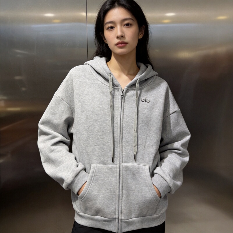 A10 Loose Jacket 2025 Early Autumn New Style Gray Hooded Cardigan Sweatshirt Casual Versatile Yoga Wear A10 Loose Jacket 2025 Early Autumn New Style Gray Hooded Cardigan Sweatshirt Casual Versatile Yoga Wear
