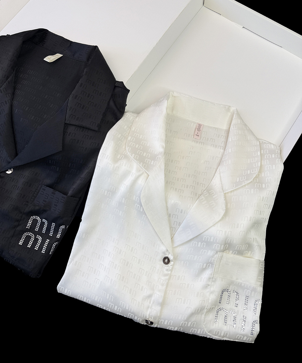 Luxuriöser Eis-seide Partner Pyjama Satin Jacquard Hausanzug_voghion.com