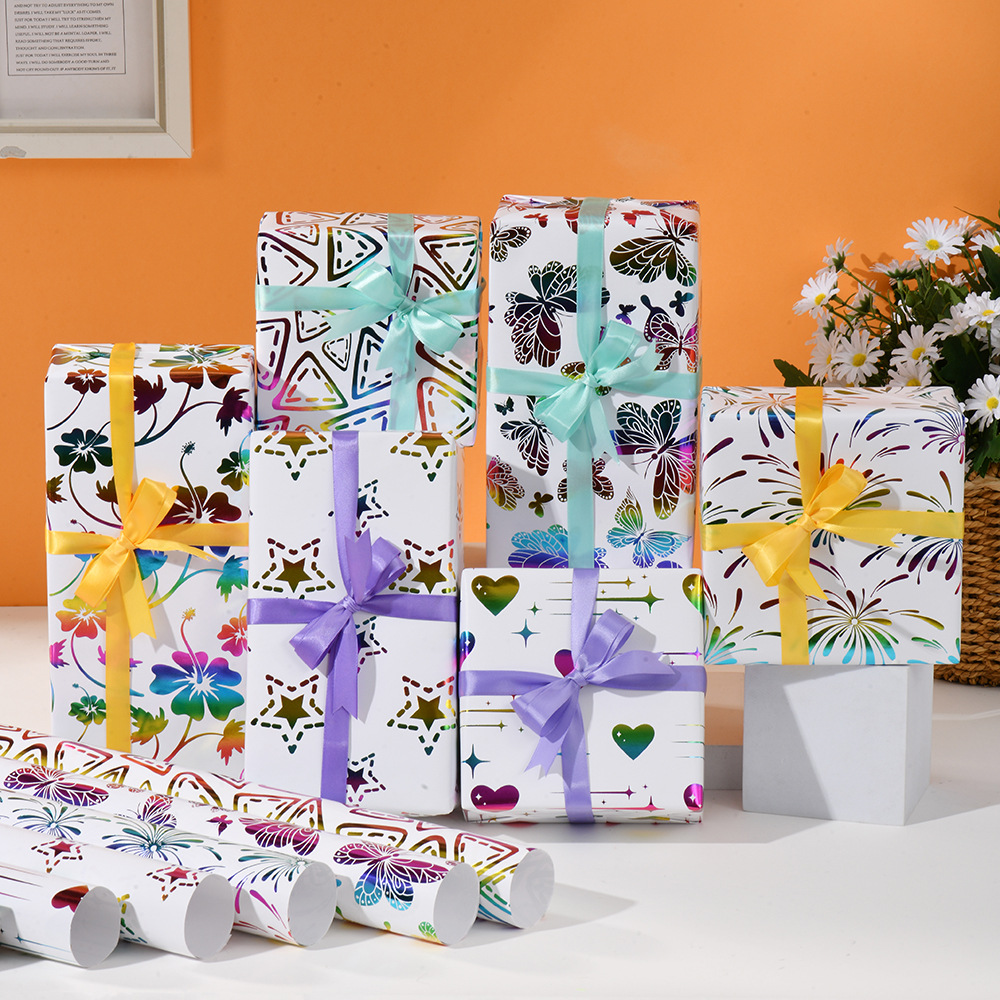 Cumpleaños transfronterizos día de San Valentín día de los niños papel de embalaje de regalo DIY caja de regalo estampado papel de papel de papel de papel de bronce embalaje mayorista