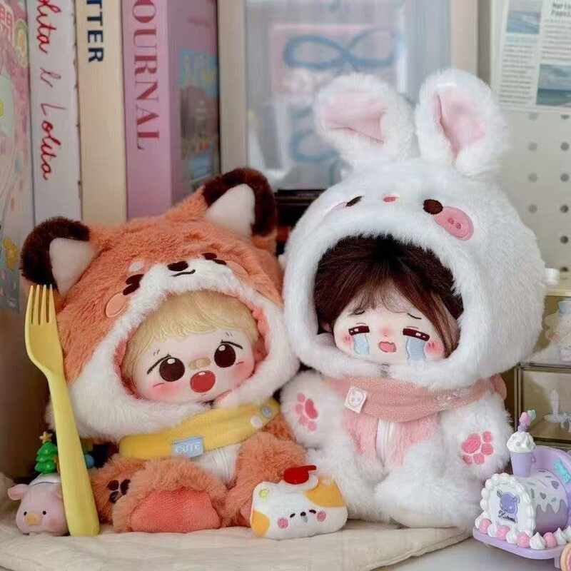 Extra Thick Little Fox and Rabbit Doll Clothes 20cm Small Animal Onesie 20cm Cotton Doll Clothes No Attributes